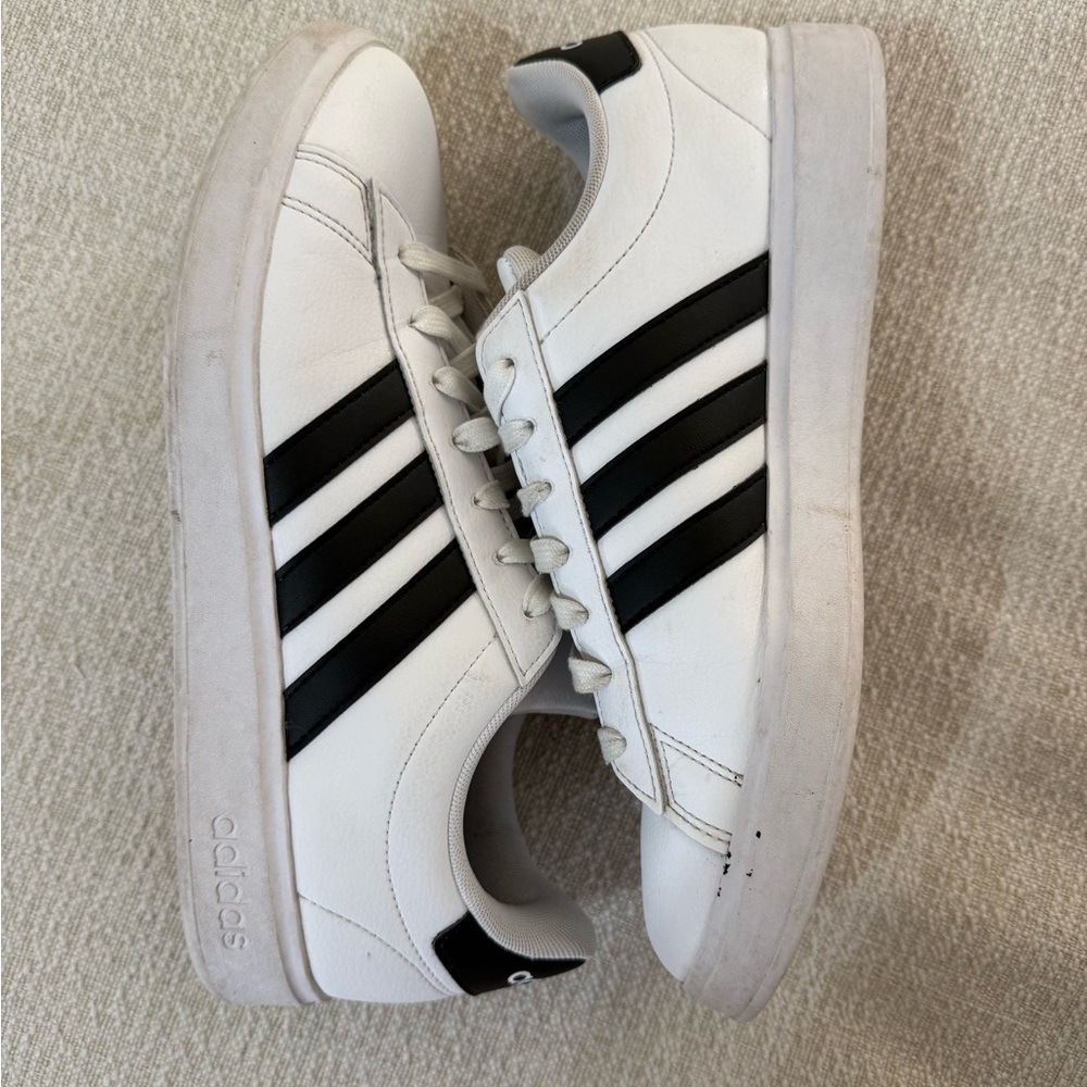 Adidas Classic White and Black Striped Sneakers